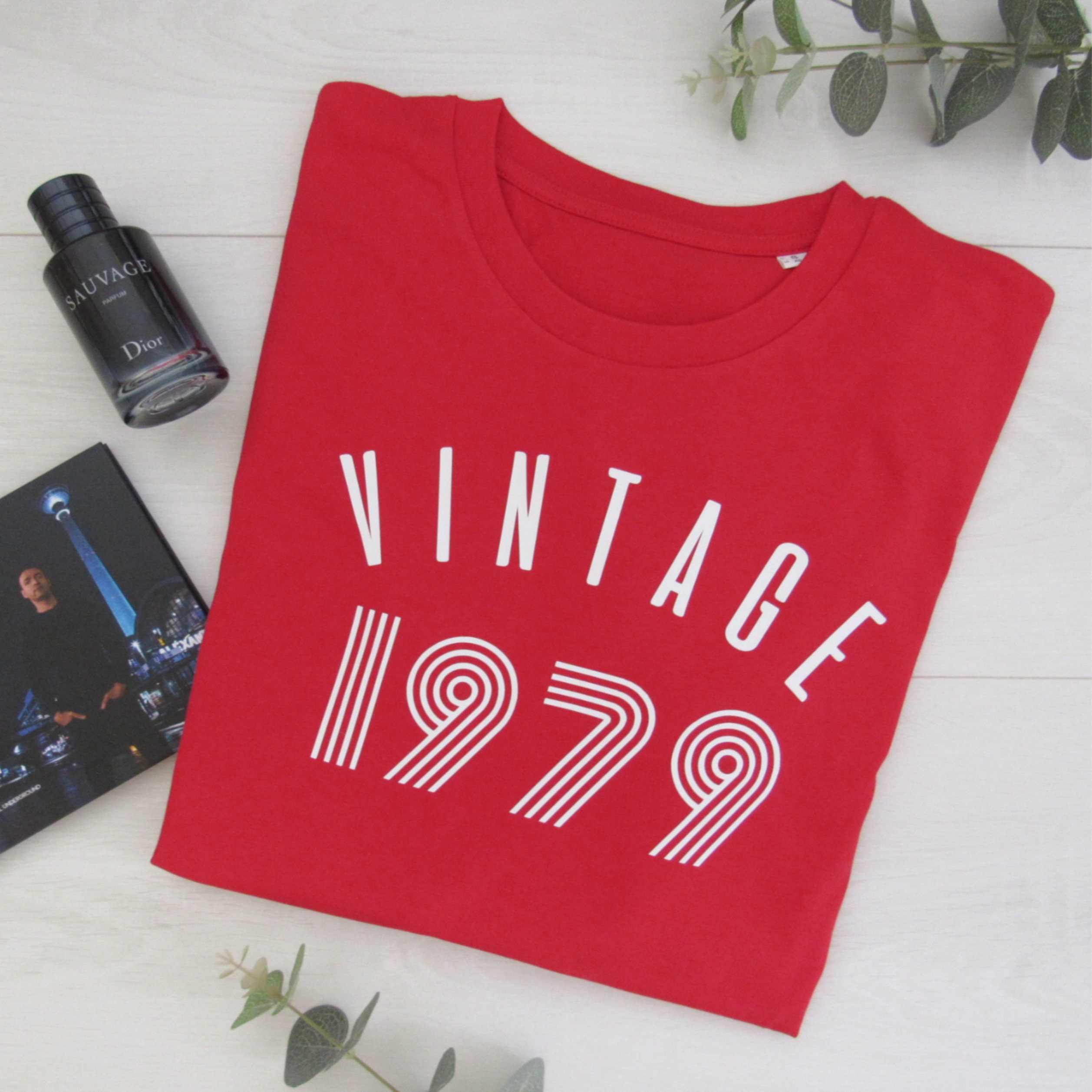 Image of Personalised Men's Vintage Year Organic Tee - Birthday Dad Gift Slogan Tshirt For Him Xmas