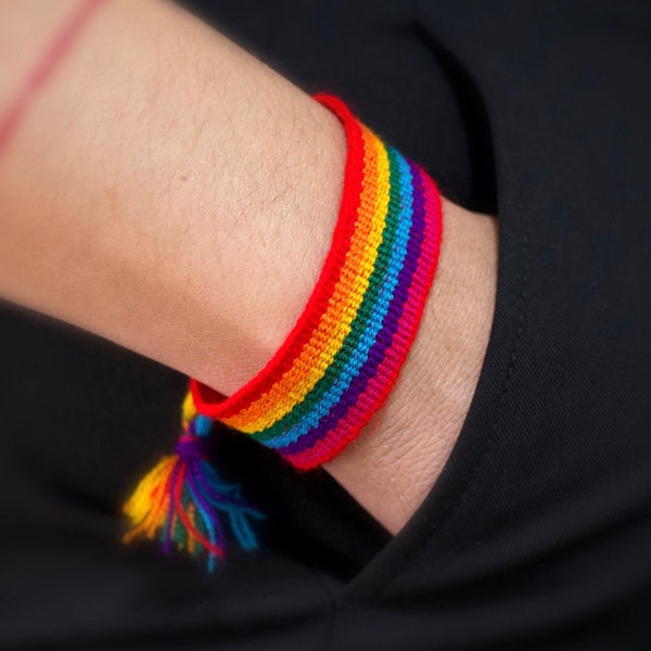 Rainbow Bracelet, Pride Bracelet for Men and Women - LGBT Festival Jewelry - Gay Lesbian Bisexual Bi - Handmade Boho Ethno Style - Rainbow