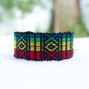 Rasta Woven Bracelet, Rastafari Bracelets, Bob Marley Rastafarian Handwoven Bracelets, Artisanal Market, Beach Surfer Jamaica Bracelet
