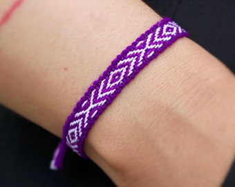 Boho Handwoven Purple & White Handmade Bracelet