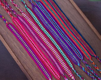 Boho Hippie Vibrant Handcrafted Woven Bracelets, Bright Pink, Purple, Orange, Matching Girls Bracelet, Friendship Bracelets