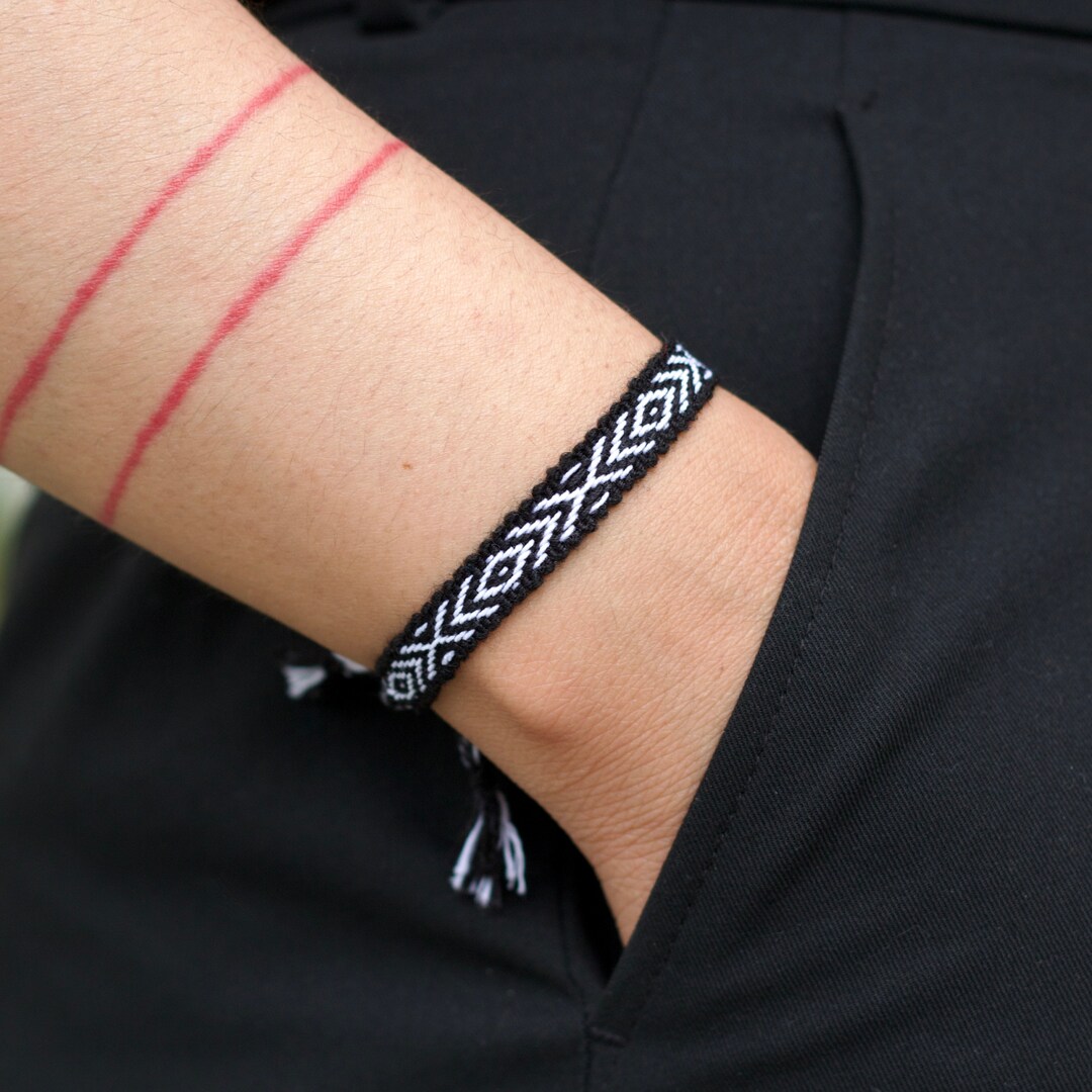 Black - Hand Embroidered Chandi Mati Boho Bracelet 15