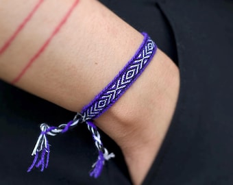 Dark Periwinkle Boho Woven Bracelet, Cloth Bracelet, Dainty Slim Stackable