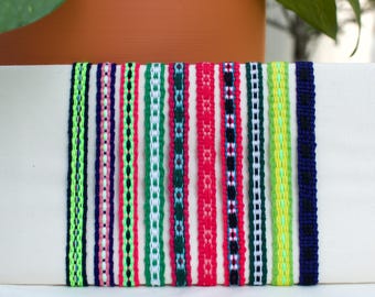 Handmade Cotton Woven Bracelet, Boho Vibrant Beach Surfer Bracelet, Fabric Bracelet, Friendship Bracelet, Handcrafted Women's Woven Jewelry