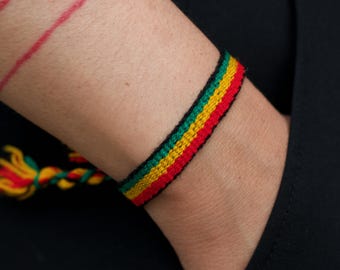 Rasta Woven Bracelet, Rastafari Bracelets, Bob Marley Rastafarian Handwoven Bracelets, One LOVE, Unisex Handmade Woven Jewelry, Hippie, 420