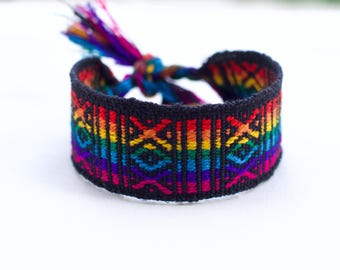 Rainbow Woven Pride Bracelet: Handcrafted LGBT Festival Jewelry