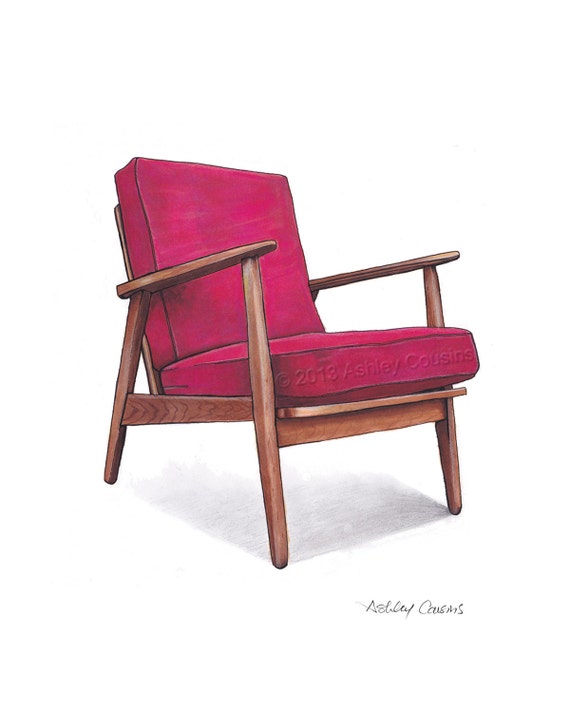 pink mid century modern chair
