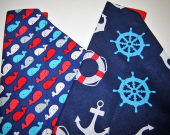 Choice Nautical Theme or Smiling Whales Dog Scarf Over the Collar Dog Bandana