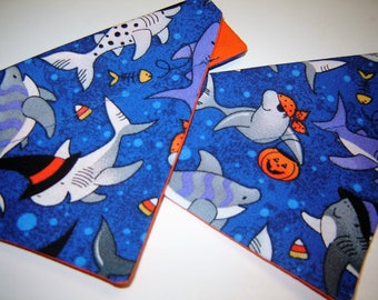 Halloween Sharks in Costume Dog Scarf Over the Collar Dog Bandana