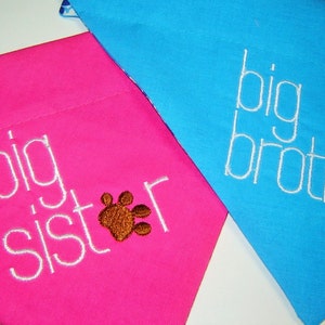 Embroidered Big Brother/Sister Dog Scarf: Over-the-Collar Bandana