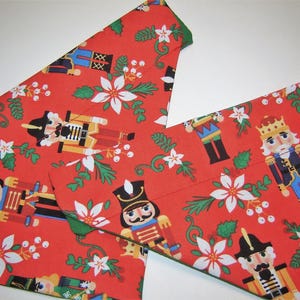 Christmas Nutcrackers on Red Dog Scarf Over the Collar Dog Bandana