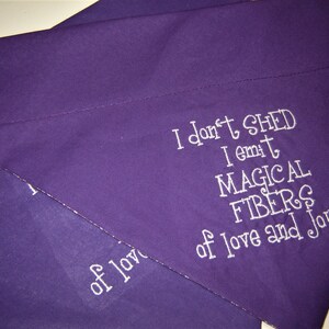 I Don't Shed Embroidered on Purple Dog Scarf Over the Collar Dog Bandana image 3