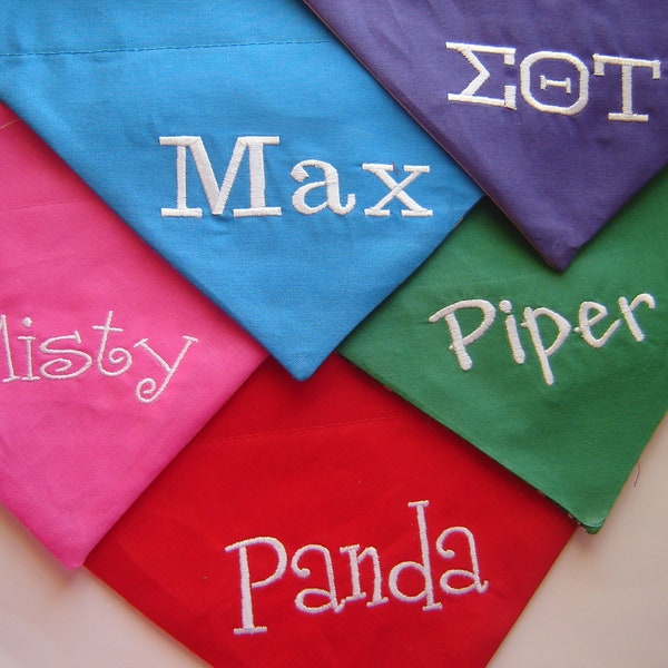Personalized Dog Name Business Name Sorority/Fraternity Embroidered Dog Scarf Over the Collar Dog Bandana