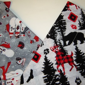 Choice Winter Forest or Snowmen on Gray Dog Scarf Over the Collar Dog Bandana