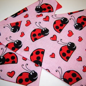 Ladybugs and Hearts on Pink Dog Scarf Over the Collar Dog Bandana