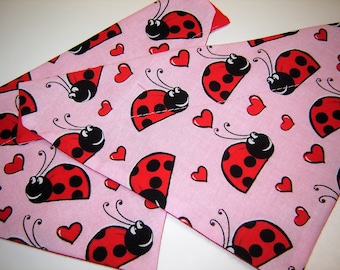 Ladybugs and Hearts for Valentine's Dog Scarf Over the Collar Dog Bandana