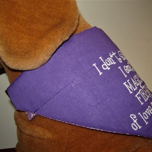 I Don't Shed Embroidered on Purple Dog Scarf Over the Collar Dog Bandana image 5