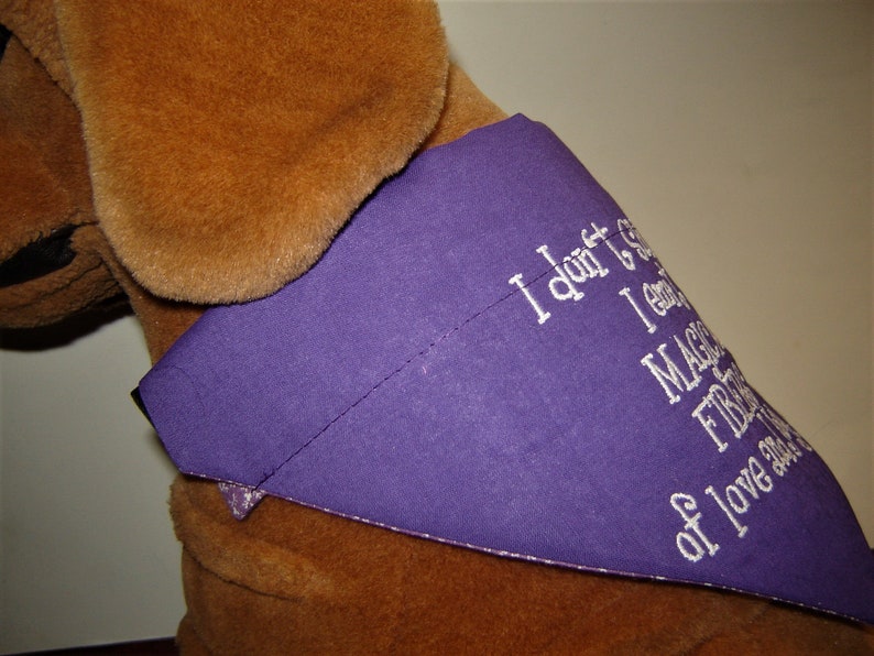 I Don't Shed Embroidered on Purple Dog Scarf Over the Collar Dog Bandana image 5