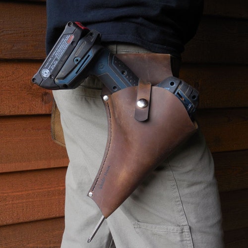 Leather Drill Holster Custom Snap Pouch Keeps Your Cordless - Etsy