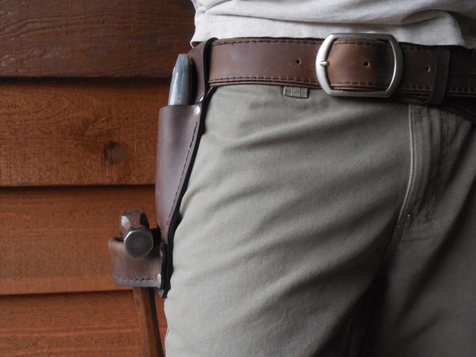 Long Leather Hammer Loop With Pockets for Box Knife and Etsy