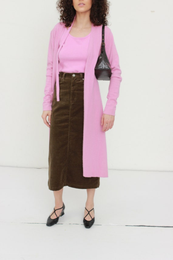 Brown Corduroy Long Skirt