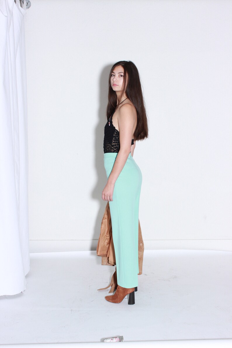 70s Blue Mint High Rise Trousers Medium