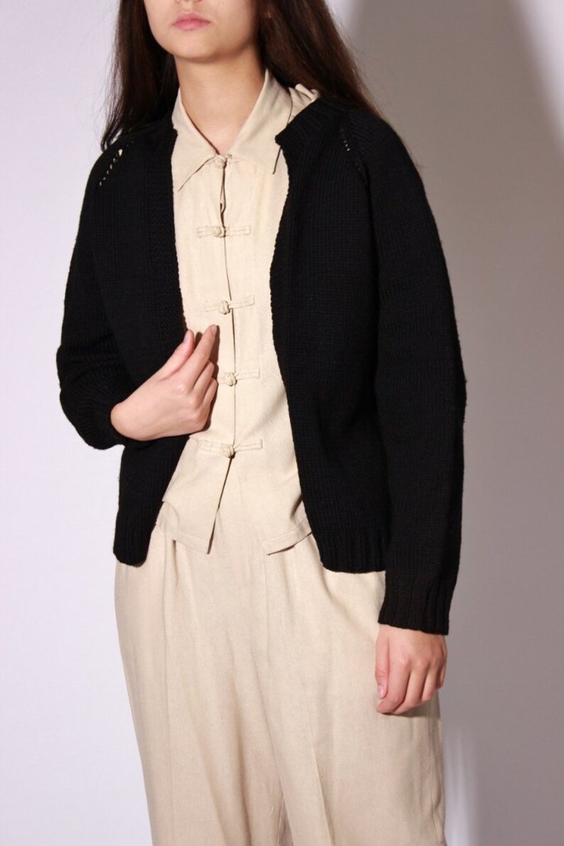 Black Open Cardigan Sweater M L