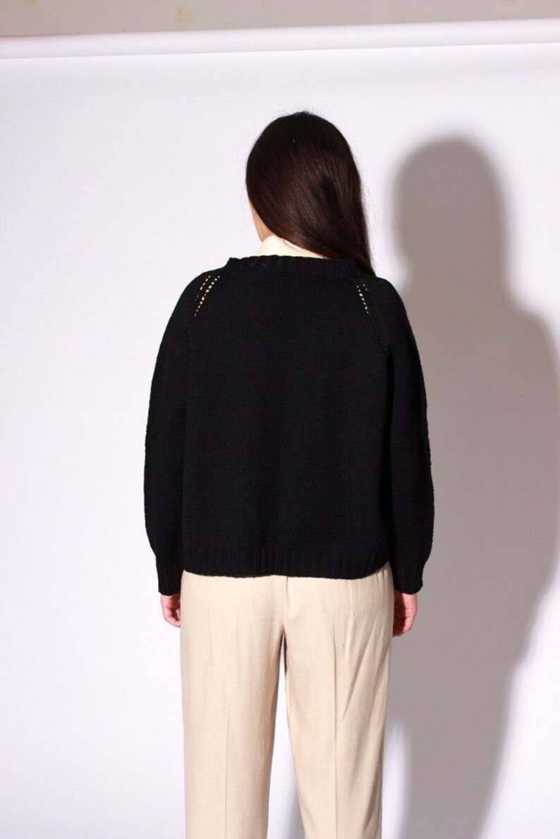 Black Open Cardigan Sweater M L