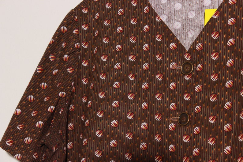 Brown Circle Print Button Down Large