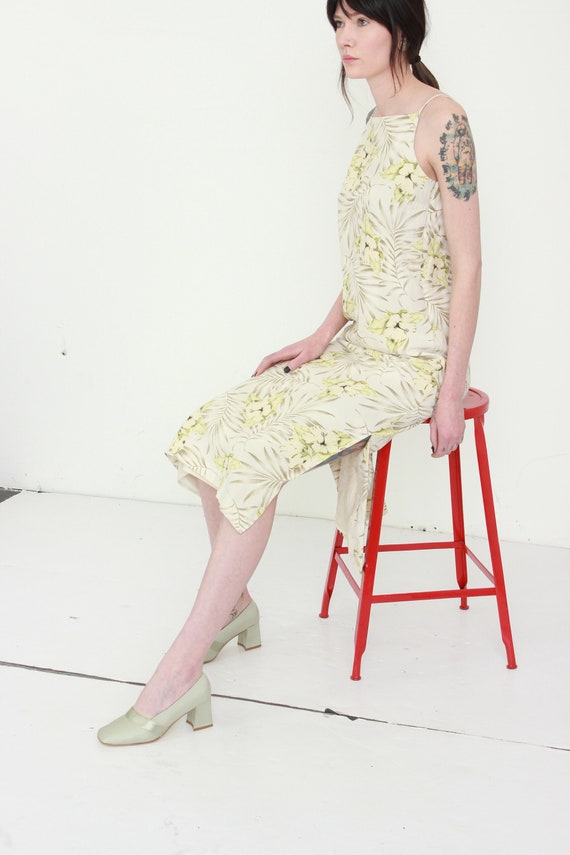 Yellow Floral Silk Linen Market Dress
