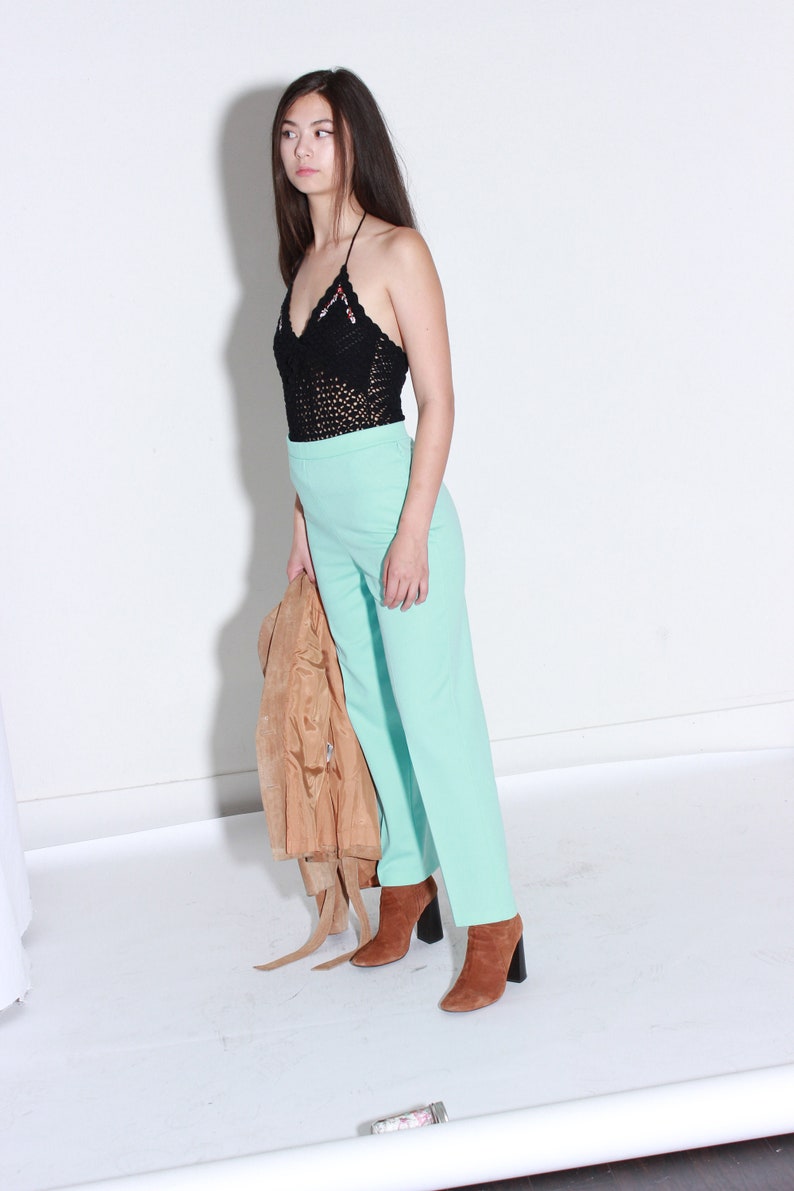 70s Blue Mint High Rise Trousers Medium