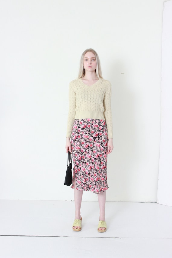 Bias Cut Fitted Floral Skirt