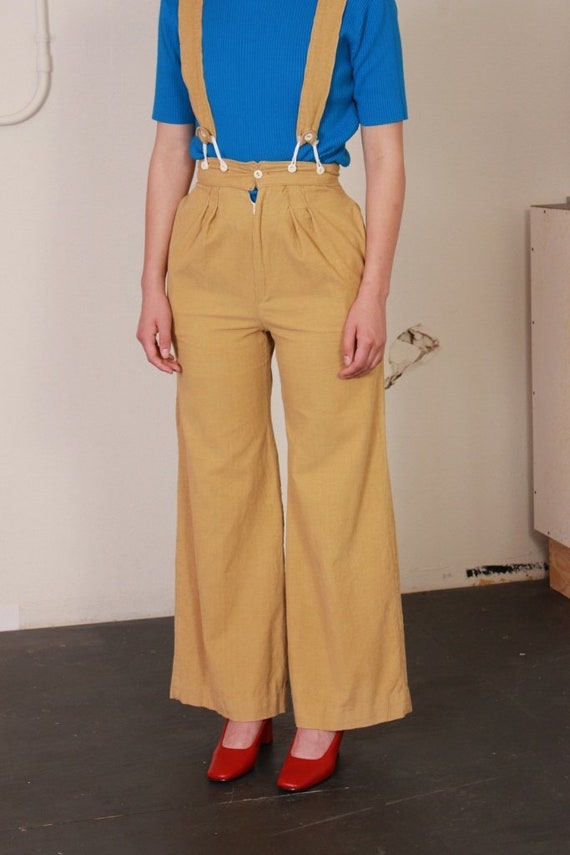 yellow corduroy overalls