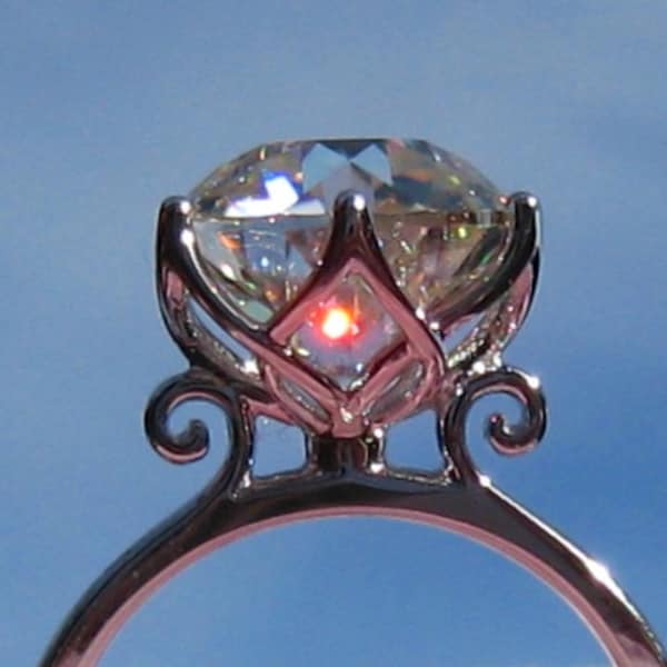 Custom Design: 14K White, Rose or Yellow Gold or Platinum LILY Solitaire Engagement Ring Mount