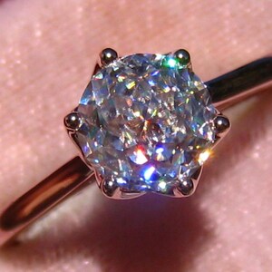 Jubilee Cut Classique Moissanite in Rose Gold Lily Solitaire Engagement Ring