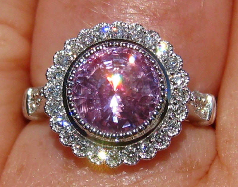 The Immaculate Heart Pink Sapphire Engagment Ring 4 / Natural Purple Sapphire