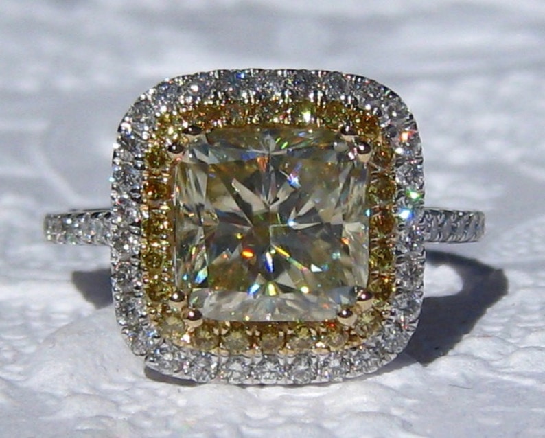 Yellow Moissanite Engagement Ring Canary Yellow Moissanite in Etsy