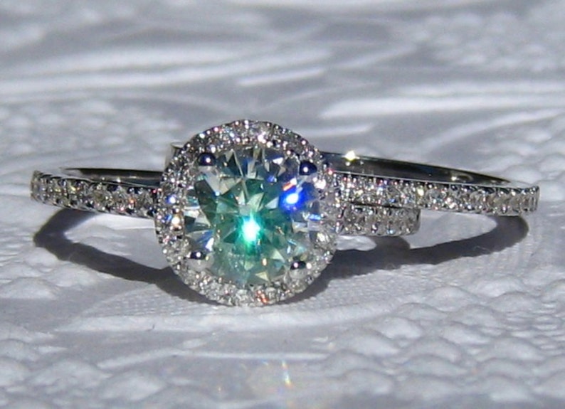 Moissanite Wedding Set Diamond Engagement Ring and Wedding