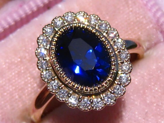 Floral Engagement Ring with Gold Milgrain Bezel Diamond Halo and Choice of Lab Ruby Sapphire Emerald Alexandrite Aquamarine Amethyst