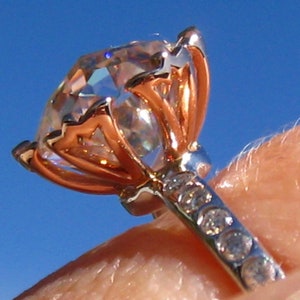 Lily of the Valley Solitaire Engagement Ring with Jubilee Cut Classique Moissanite in White, Rose or Yellow Gold