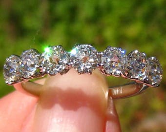 Jubilee Cut Classique Moissanite 7-Stone Engagement Ring, Aster White Gold Seven-Stone Moissanite Wedding Band, Anniversary Ring