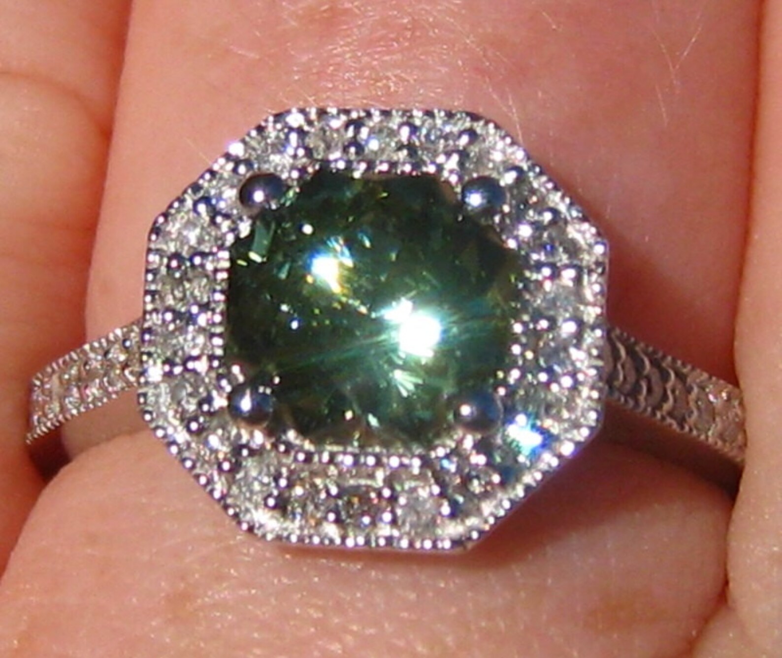 Green Sapphire Engagement Ring 1.65 Carat Precision Cut Etsy