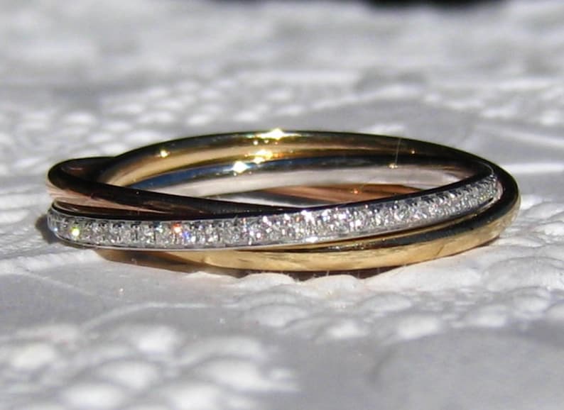 Tricolor Rolling Ring Russian Wedding Ring Trinity Ring Etsy