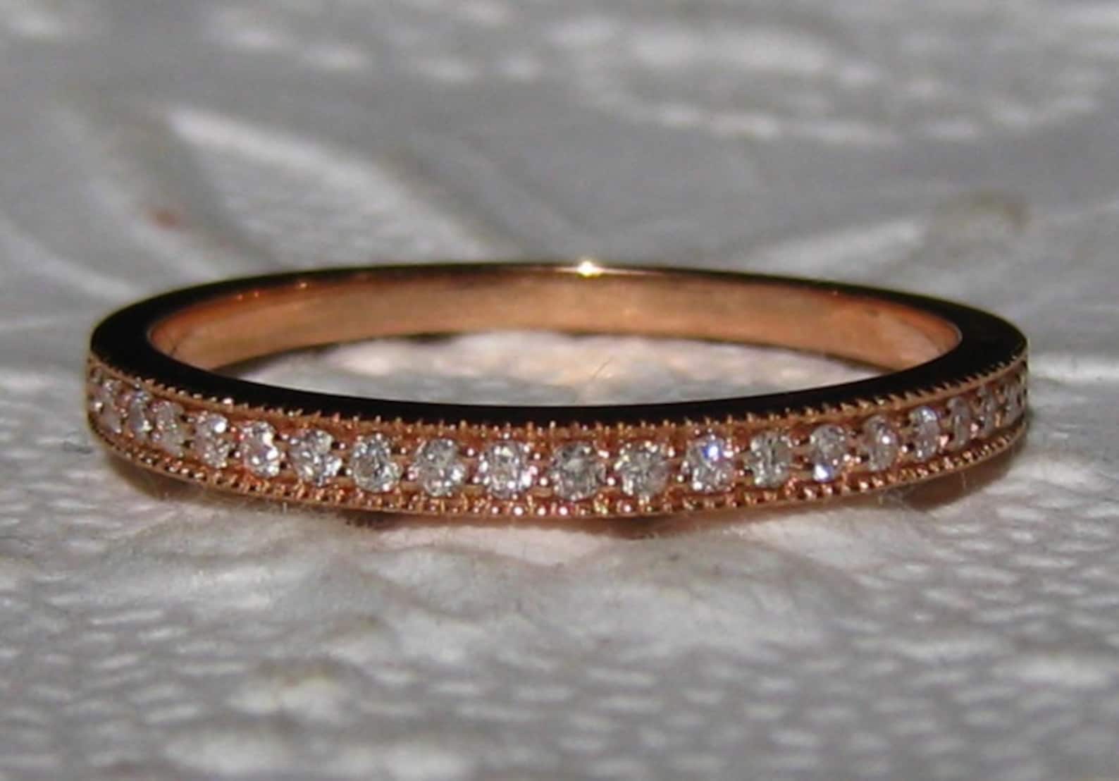 Rose Gold Milgrain Square Band Ring main image 1