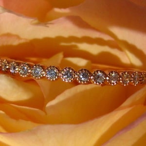 Rose Gold Milgrain Bezel Diamond Wedding Band