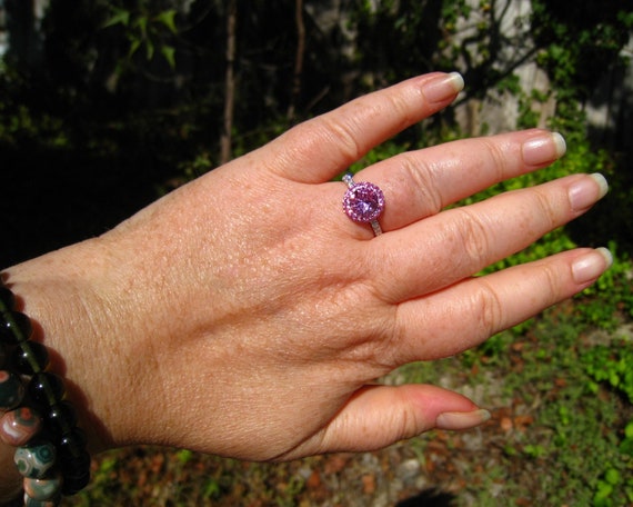 2 Carat Round Pink Sapphire White Gold Double Halo Diamond
