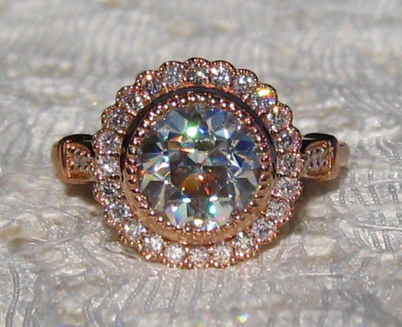 Vintage Floral Gerbera Daisy Diamond Halo Engagement Ring Mount in