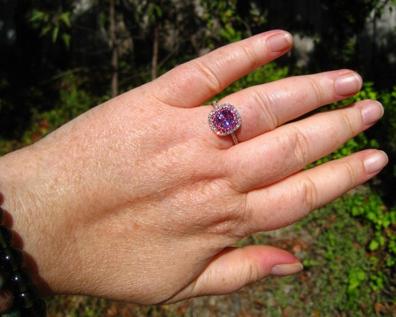 Oval Pink Sapphire & Diamond Halo Pendant