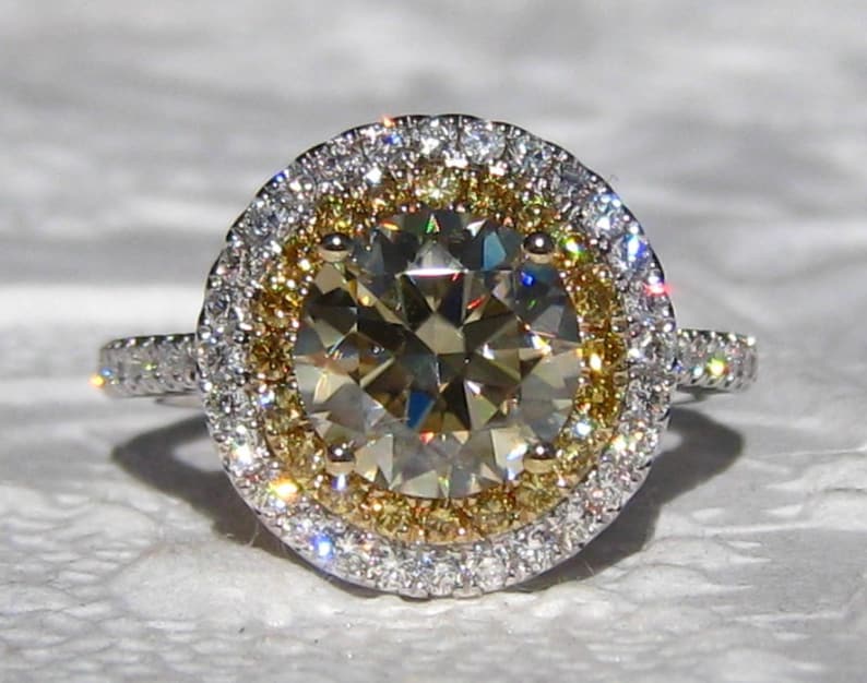 Yellow Moissanite Engagement Ring Canary Yellow Moissanite in Etsy