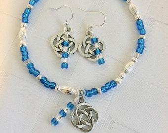 Sparkling Celtic Stretch Bracelet and Earrings